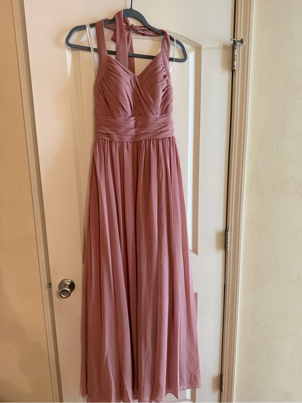 Azazie Mauve Halter Chiffon Maxi Dress